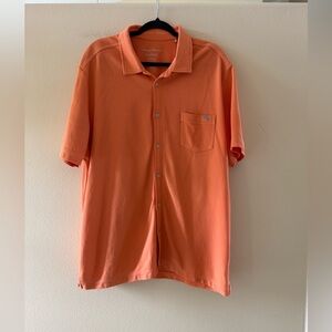 Tommy Bahama Men's Orange Casual Button Down Shirt Logo